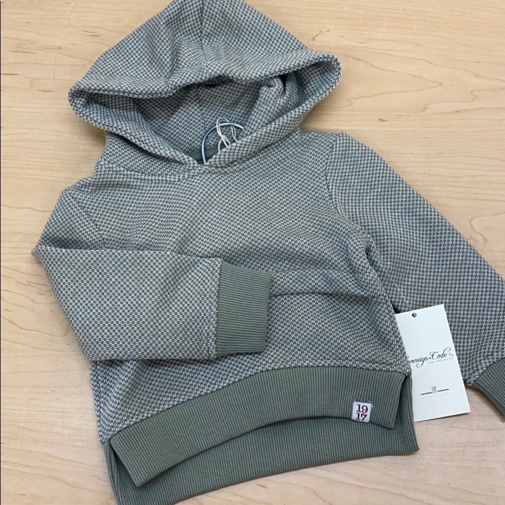 Hooded Sweater with zip pocket. (Green)